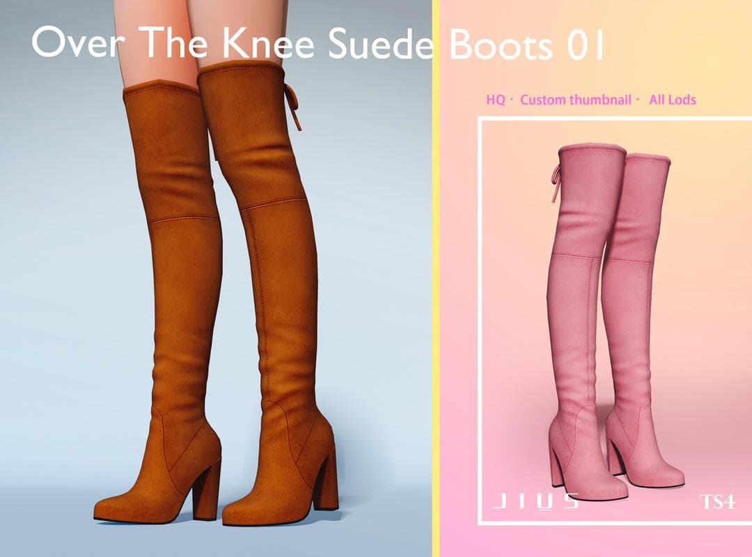 Скриншот мода Сапоги Over The Knee Suede Boots 01